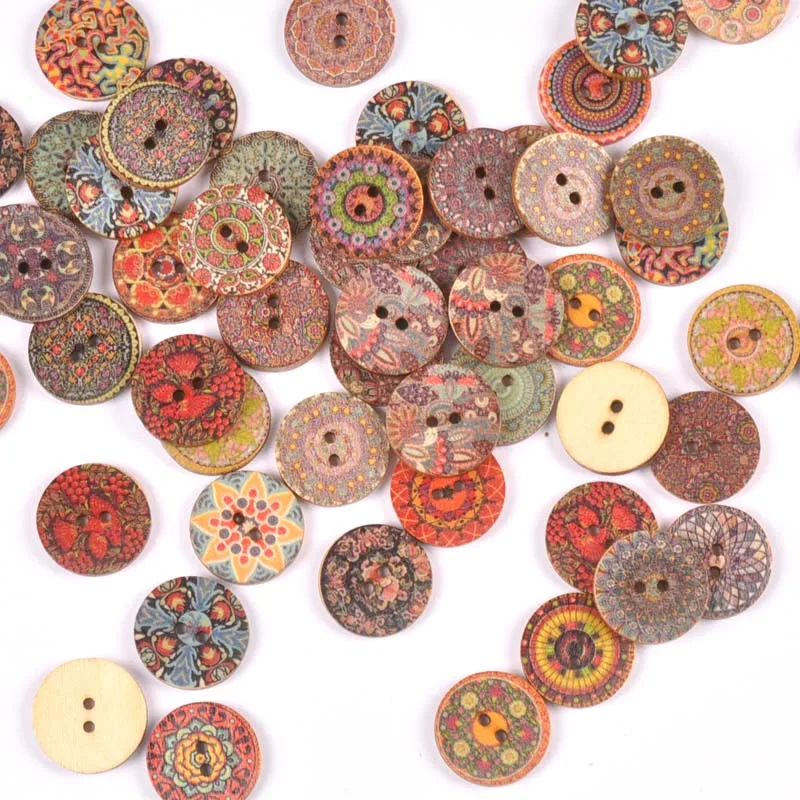 

15/20/25mm 2Holes Mixed Round Wooden Buttons For Clothing Scrapbook Crafts Diy Sewing Apparel Accessories Home Decor 50pcs m2221