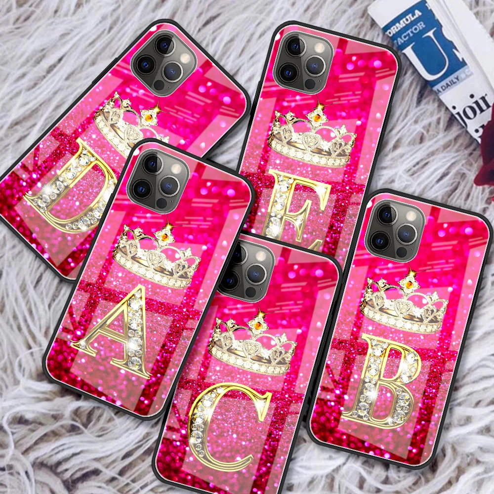 Glass Phone Cover for iPhone 13 mini 11 12 Pro 7 8 X XR 6 6S Plus XS Max SE Tempered Mobile Case Pink Diamonds Letter
Glass Phone Cover for iPhone 13 mini 11 12 Pro 7 8 X XR 6 6S Plus XS Max SE Tempered Mobile Case Pink Diamonds Letter