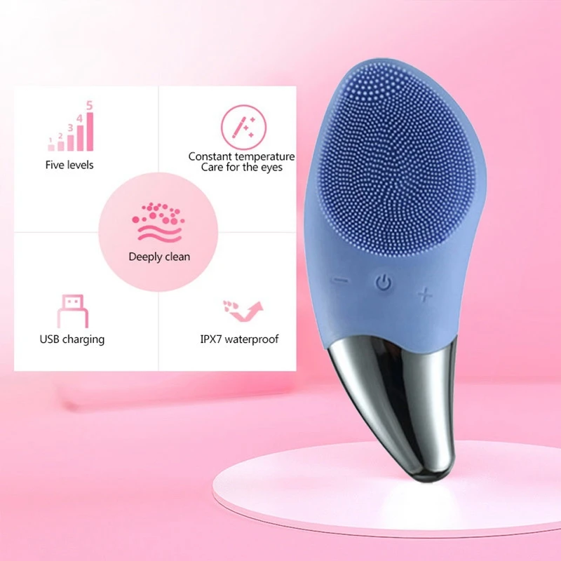 Ultrasonic Facial Brush Skin Pore Cleansing Brush Silicone Facial Cleansing Brush
Ultrasonic Facial Brush Skin Pore Cleansing Brush Silicone Facial Cleansing Brush