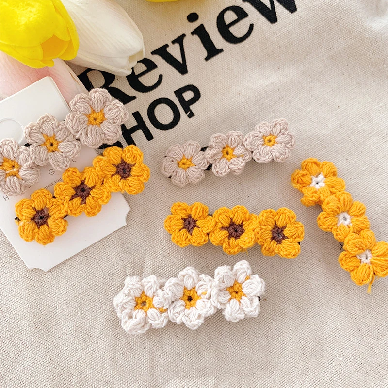 New Ins Sweet Daisy Hairpins Winter Wool Knitting Girls Flower Duckbill Clips Cute Kids Hair pins Fashion Hair Accessories
New Ins Sweet Daisy Hairpins Winter Wool Knitting Girls Flower Duckbill Clips Cute Kids Hair pins Fashion Hair Accessories