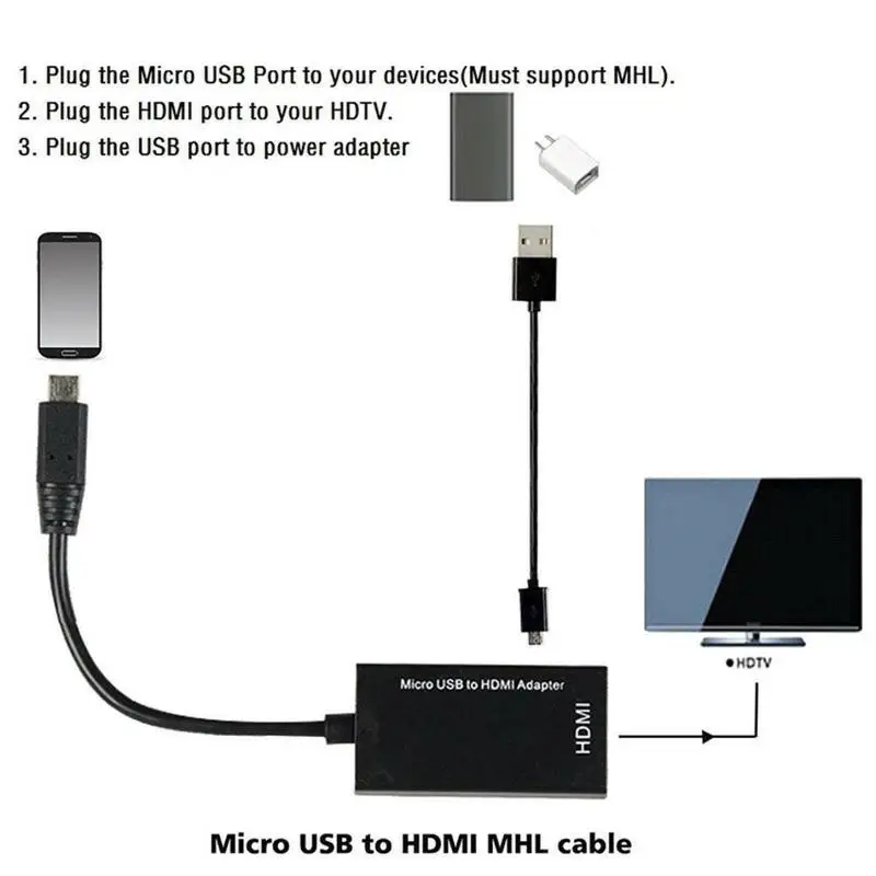 Универсальный Кабель-адаптер MHL с Micro USB на HDMI 1080P HD ТВ-адаптер конвертер для