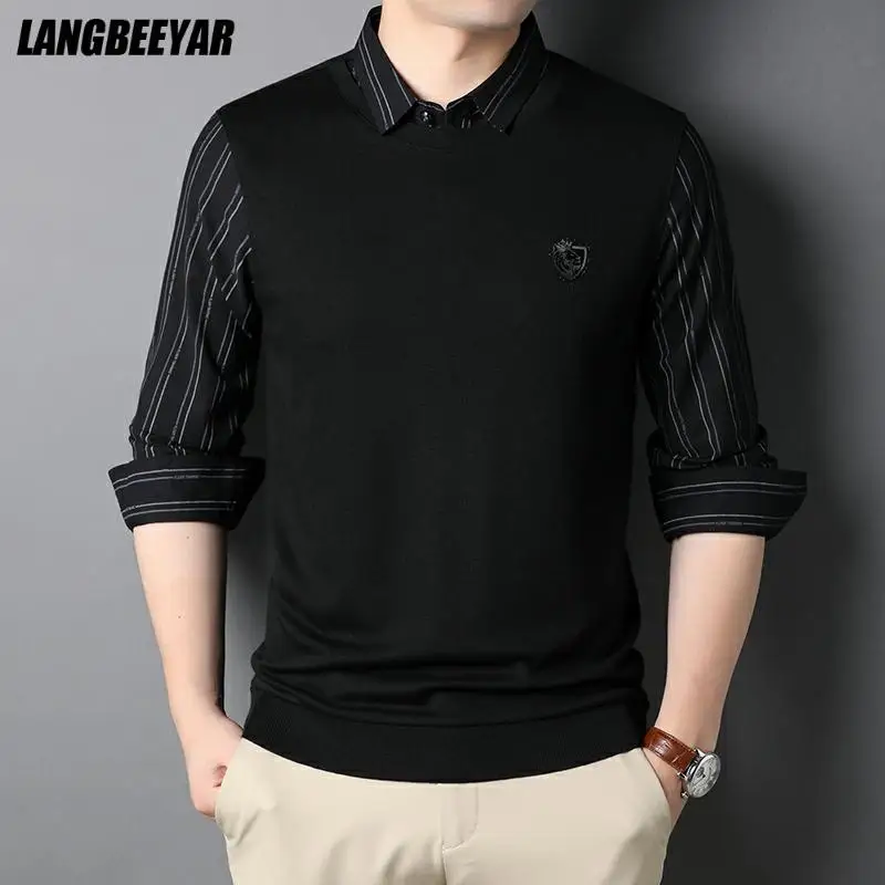 Top Grade Fake Two Designer Fashion Brand Knit Striped Slim Fit Shirt For Men Fasion Long Sleeve Preppy Look Casual Mans Clothes
Top Grade Fake Two Designer Fashion Brand Knit Striped Slim Fit Shirt For Men Fasion Long Sleeve Preppy Look Casual Mans Clothes