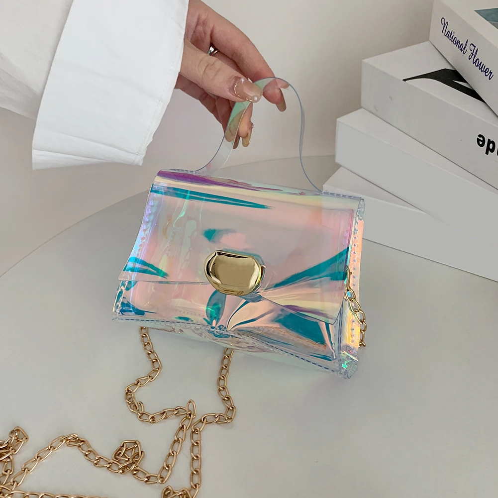 Fashion Clear Crossbody Shoulder Bags Women PVC Gradient Chain Mini Handbag PU Messenger Totes Pouch 
Fashion Clear Crossbody Shoulder Bags Women PVC Gradient Chain Mini Handbag PU Messenger Totes Pouch