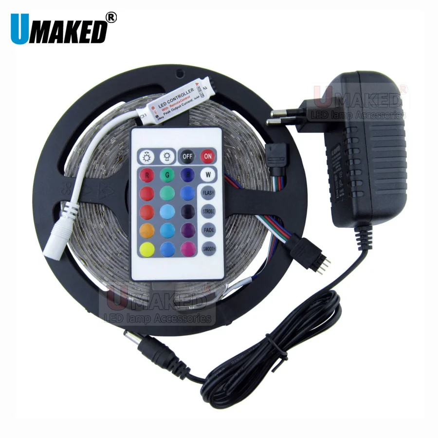 Waterproof RGB Strip kit 3528 SMD LED 300leds/5M RGB color ledLight IP65 Ribbon Tape+24key controller +12V 2A Power Adapter free
Waterproof RGB Strip kit 3528 SMD LED 300leds/5M RGB color ledLight IP65 Ribbon Tape+24key controller +12V 2A Power Adapter free