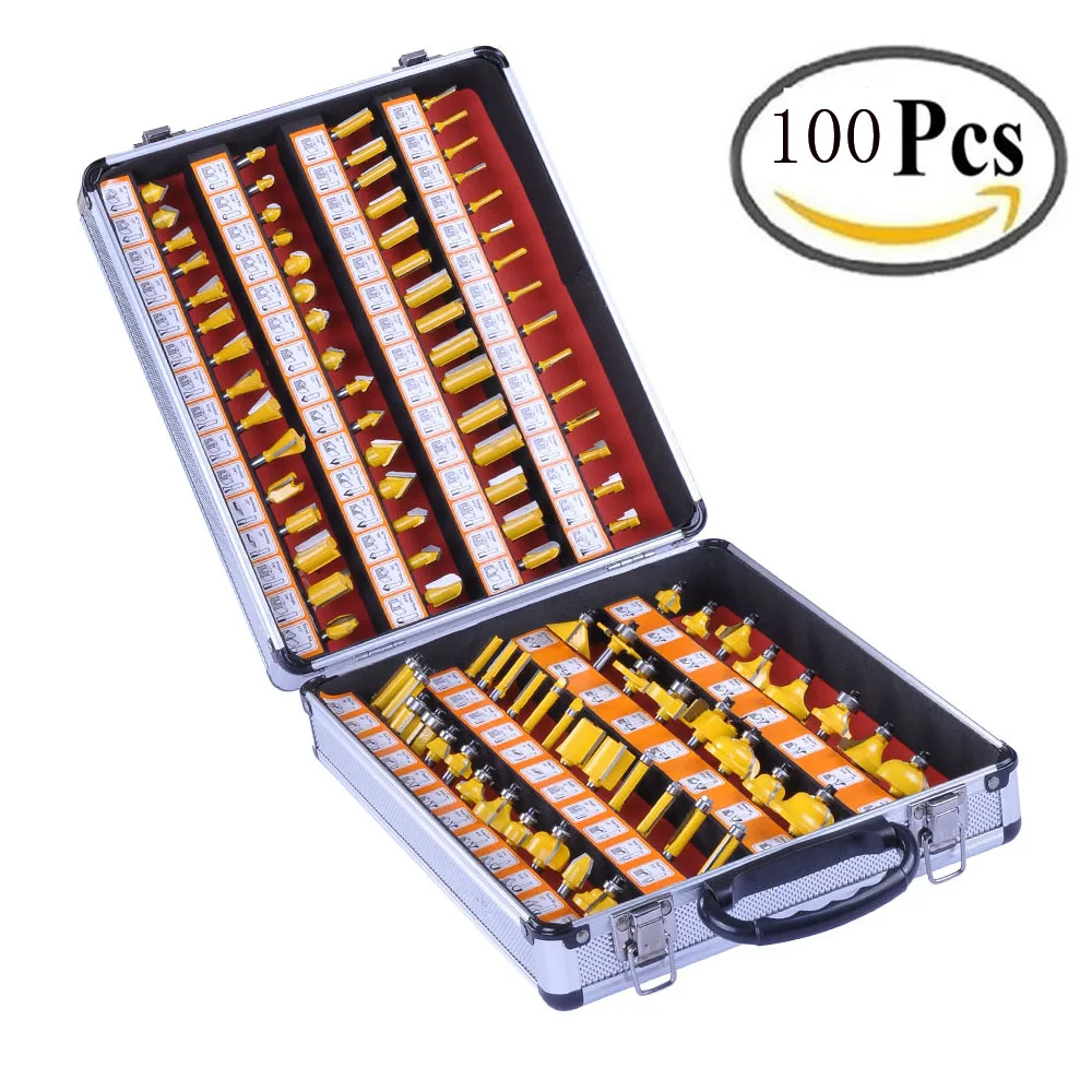 100Pcs/Set 1/4inch Shank Milling Cutter Drill Woodworking Router Bits For Wood working Tools in Stock
100Pcs/Set 1/4inch Shank Milling Cutter Drill Woodworking Router Bits For Wood working Tools in Stock
