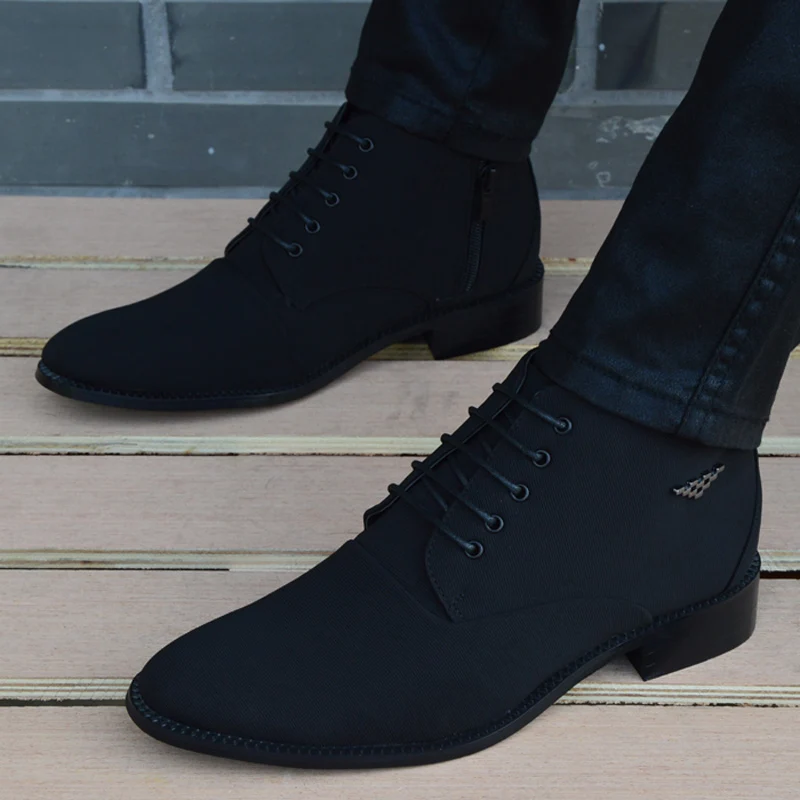 Autumn Winter Men Boots Breathable Pointed Toe Business Leather Boots Fashion Canvas High-Top Men Shoes Casual
Autumn Winter Men Boots Breathable Pointed Toe Business Leather Boots Fashion Canvas High-Top Men Shoes Casual