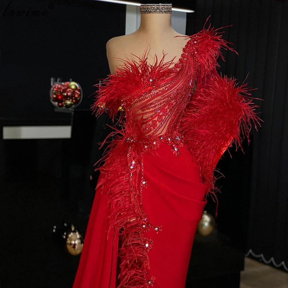 Gorgeous Muslim One Shoulder Red Evening Dresses Long Crystals Feathers Prom Dresses Mermaid Beads Pageant Celebrity Vestidos
Gorgeous Muslim One Shoulder Red Evening Dresses Long Crystals Feathers Prom Dresses Mermaid Beads Pageant Celebrity Vestidos