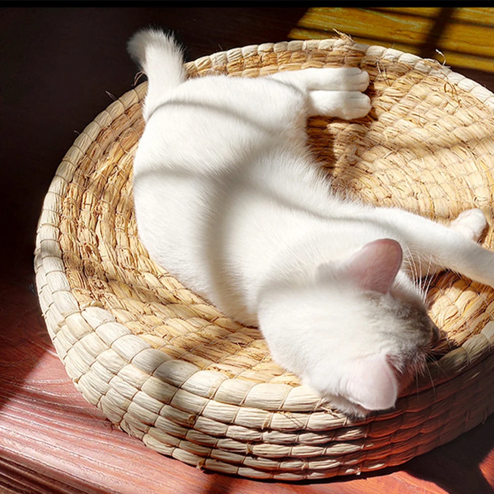 (L) Nature Eco-Friendly Straw and Cornskin Handmade Cat Nest Basket Unique Retro Cats Sleeping Mat Cat Scratchboard Summer
(L) Nature Eco-Friendly Straw and Cornskin Handmade Cat Nest Basket Unique Retro Cats Sleeping Mat Cat Scratchboard Summer