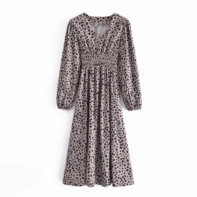 Shirred Waist Print Midi Dress Women 2021 Autumn New Fashion V-neck Mid-Calf Empire Fit and Flare Clothing Feminino Vestido
Shirred Waist Print Midi Dress Women 2021 Autumn New Fashion V-neck Mid-Calf Empire Fit and Flare Clothing Feminino Vestido