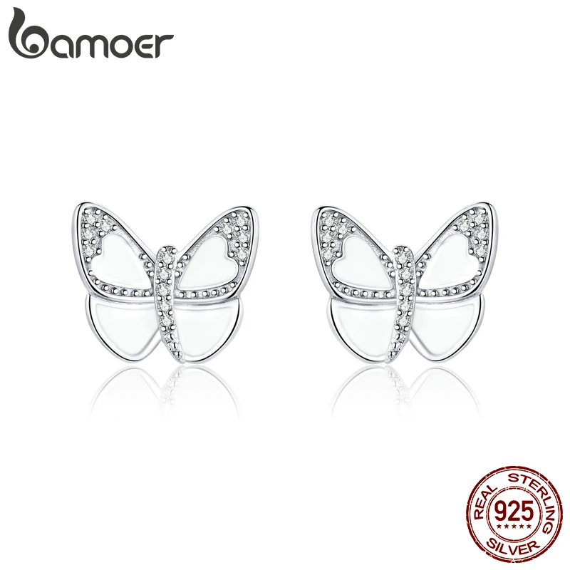 Женские серьги-гвоздики bamoer из серебра 925 пробы, с белой эмалью, с бабочкой, из стерлингового серебра 925 пробы, SCE876
Женские серьги-гвоздики bamoer из серебра 925 пробы, с белой эмалью, с бабочкой, из стерлингового серебра 925 пробы, SCE876