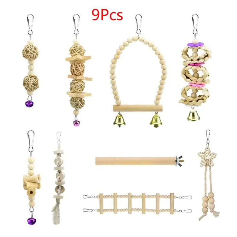 9 Pcs/Set Bird Parrot Swing Toys Chewing Standing Hanging Perch Hammock Climbing Ladder Bird Cage for Budgerigar Parakeet
9 Pcs/Set Bird Parrot Swing Toys Chewing Standing Hanging Perch Hammock Climbing Ladder Bird Cage for Budgerigar Parakeet
