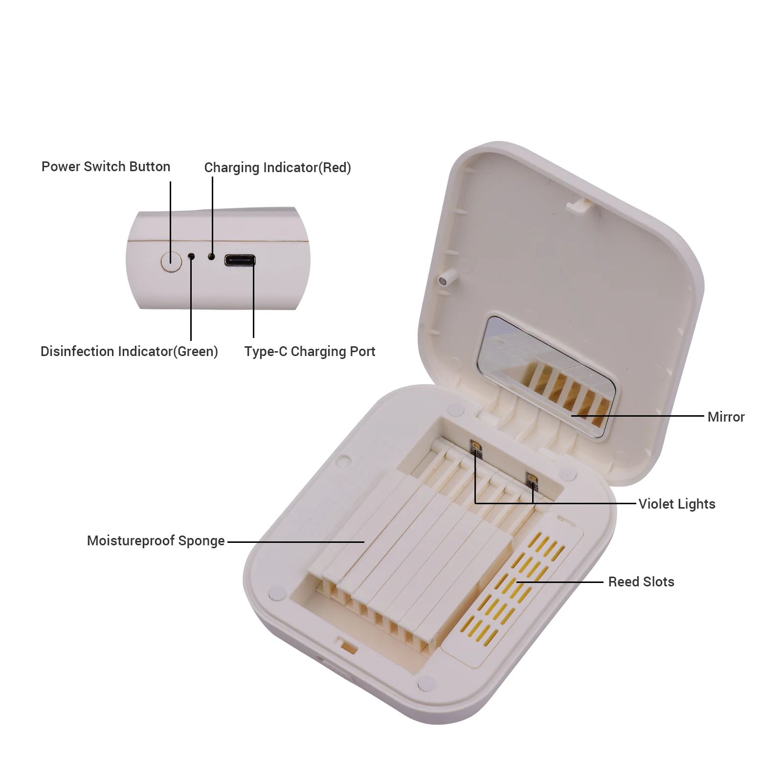 Portable Musical Instrument Reeds UV Disinfection Sanitizer Box Ultraviolet Light Sterilizing Reeds Holder UV Sterilizer for Sax
Portable Musical Instrument Reeds UV Disinfection Sanitizer Box Ultraviolet Light Sterilizing Reeds Holder UV Sterilizer for Sax
