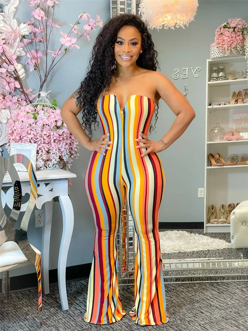 Thorn Tree Rainbow Striped Print Rompers Women Jumpsuits 2021 Off Shoulder Strapless Bell Bottom Overall Summer Flared Bodysuits
Thorn Tree Rainbow Striped Print Rompers Women Jumpsuits 2021 Off Shoulder Strapless Bell Bottom Overall Summer Flared Bodysuits