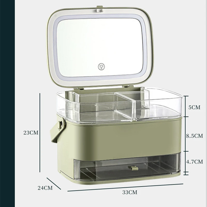 New Cosmetic Storage Box With Mirror Led Light Desktop Makeup Organizer Case Dust-Proof Drawer Type Organizer For Cosmetics
New Cosmetic Storage Box With Mirror Led Light Desktop Makeup Organizer Case Dust-Proof Drawer Type Organizer For Cosmetics