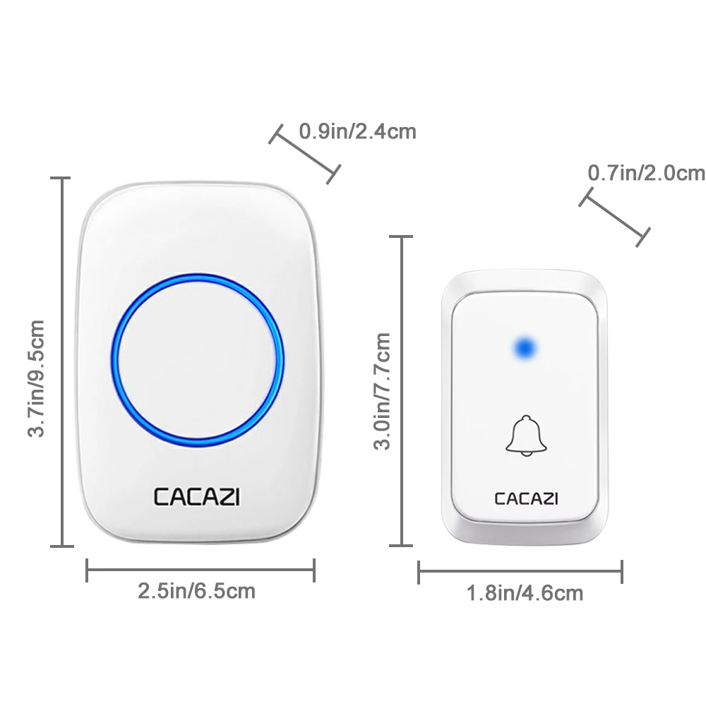 Беспроводной дверной звонок CACAZI с батарейным питанием постоянного тока 1 2 кнопки