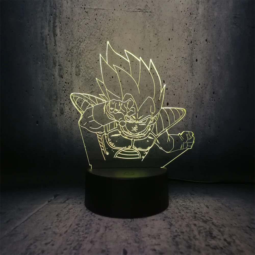 Seven Dragon Ball Super Saiyan 3D ночник Вегета Светодиодная лампа настольная красочная