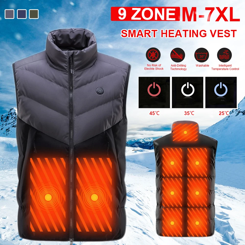 9 Areas Heated Vest USB Heating Sleeveless Jacket Electric Heating Thermal Warm Clothes Winter Vest Men's vest Women's vest
9 Areas Heated Vest USB Heating Sleeveless Jacket Electric Heating Thermal Warm Clothes Winter Vest Men's vest Women's vest