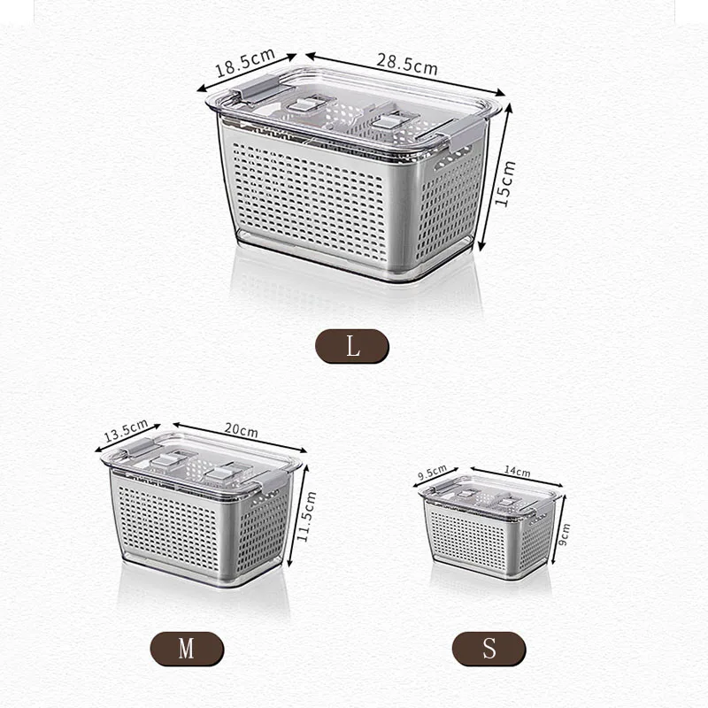 New Fridge Storage Box Refrigerator Fresh Vegetable Fruit Boxes Drain Basket Storage Containers With Lid Kitchen Tools Organizer
New Fridge Storage Box Refrigerator Fresh Vegetable Fruit Boxes Drain Basket Storage Containers With Lid Kitchen Tools Organizer