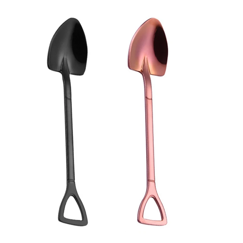 2PCS Creative Stainless Steel 304 Small Shovel Spoon Design Gold-Plated Tableware Coffee Spoon, Rose Gold & Black
2PCS Creative Stainless Steel 304 Small Shovel Spoon Design Gold-Plated Tableware Coffee Spoon, Rose Gold & Black