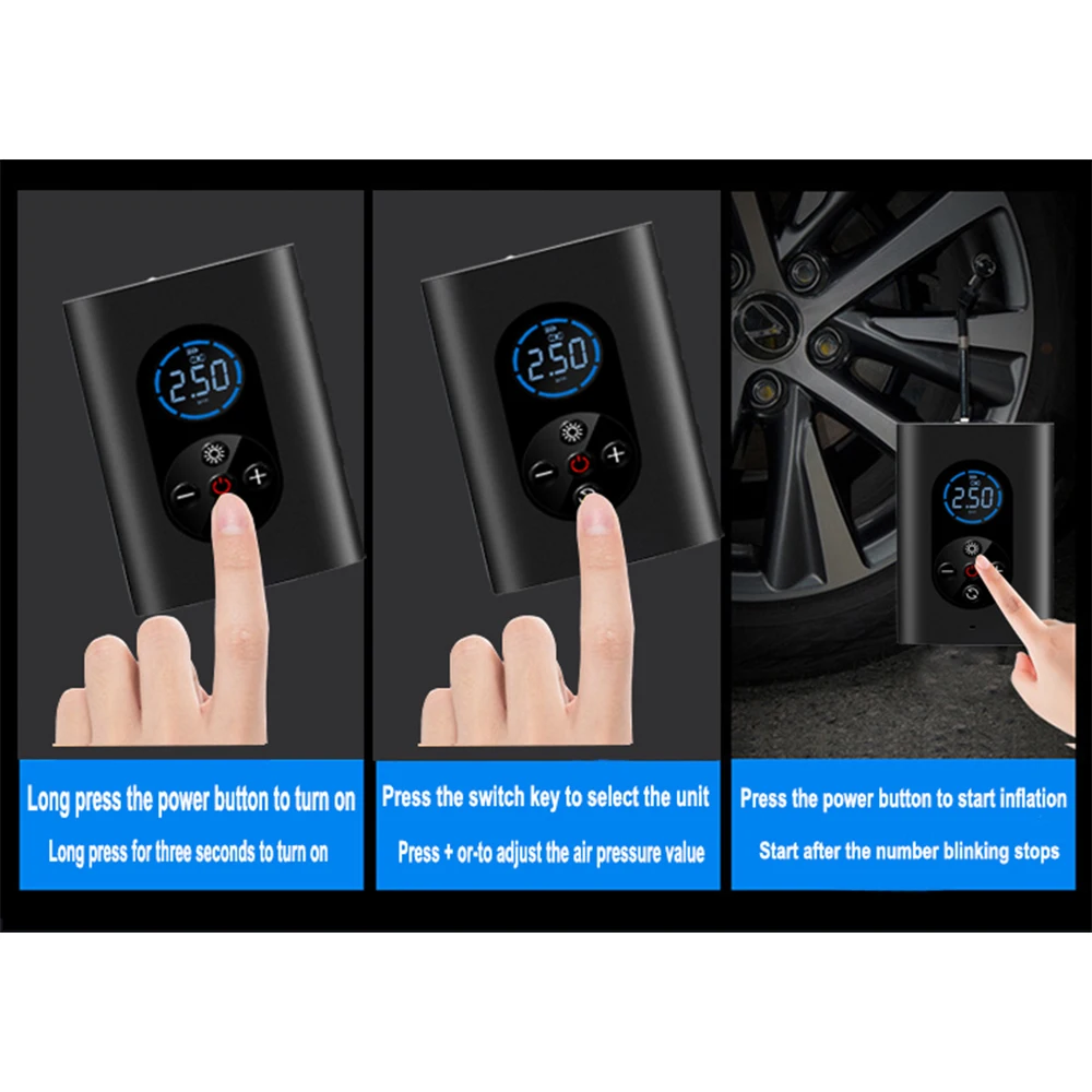 Smart Tire Inflator 150psi Automatic USB Charging Wireless Car Tire Pump With Led Lighting Digital Air Pump Bike Ball Accessory
Smart Tire Inflator 150psi Automatic USB Charging Wireless Car Tire Pump With Led Lighting Digital Air Pump Bike Ball Accessory