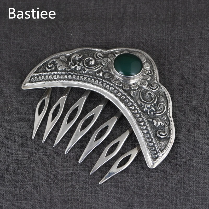 Bastiee Vintage 925 Sterling Silver Hair Comb Agate Fan Hair Fork Women Luxury Jewelry Chinese Hair Accessories
Bastiee Vintage 925 Sterling Silver Hair Comb Agate Fan Hair Fork Women Luxury Jewelry Chinese Hair Accessories