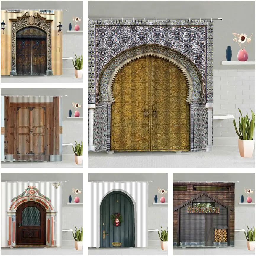 Занавеска для душа, с золотистой аркой, с геометрическим рисунком, деревянная дверь, с 3D-принтом, водонепроницаемая, настенная, набор s
Занавеска для душа, с золотистой аркой, с геометрическим рисунком, деревянная дверь, с 3D-принтом, водонепроницаемая, настенная, набор s