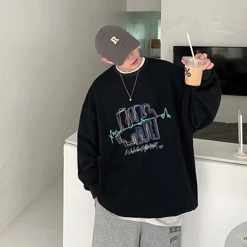 Autumn round collar hoodie men's trend New loose casual jacket Hong Kong trend brand print lazy style coat
Autumn round collar hoodie men's trend New loose casual jacket Hong Kong trend brand print lazy style coat