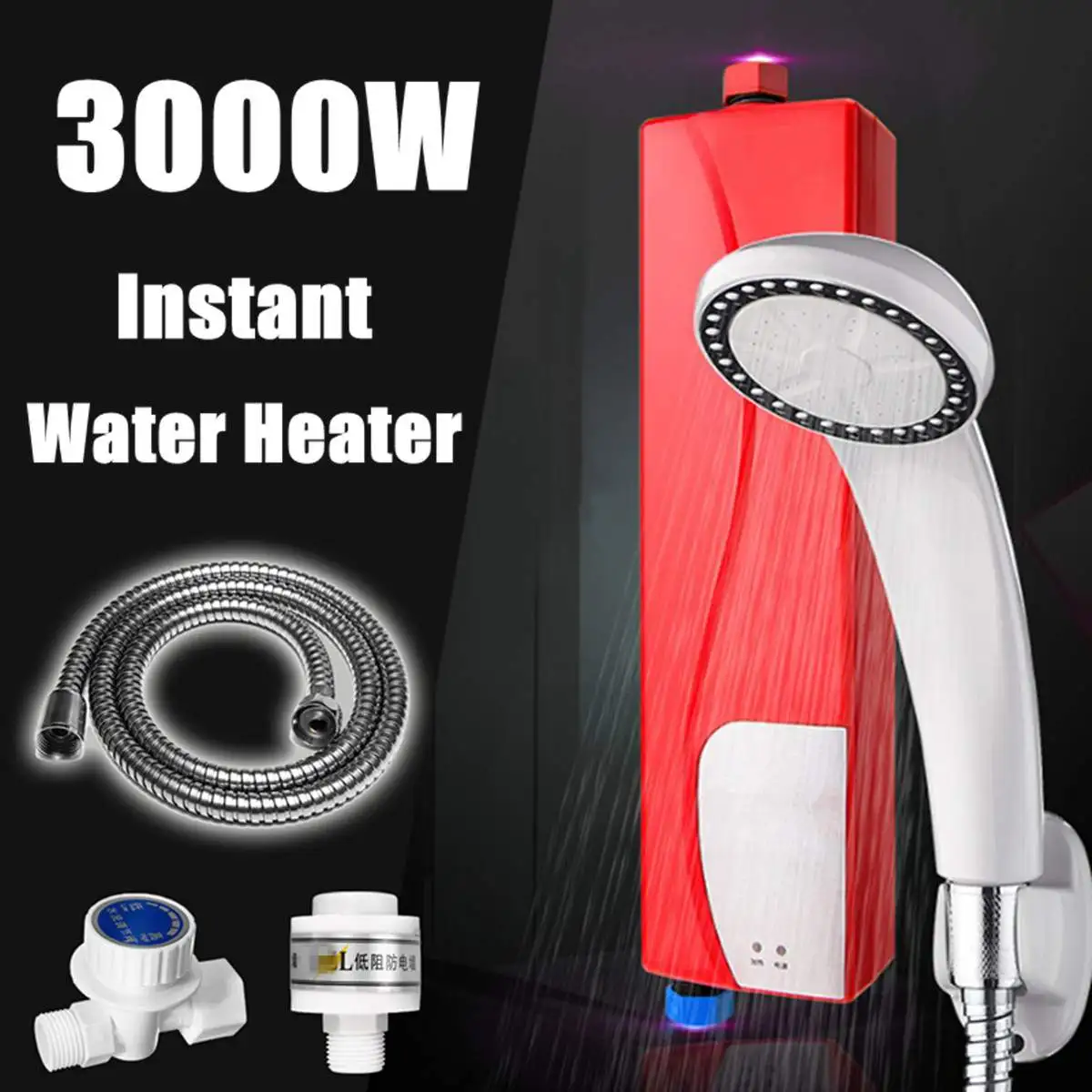 3000W Electric Tankless Instant Instantaneous Hot Water Heater Shower Head Hose Kit Instant Bathroom Water Heater System
3000W Electric Tankless Instant Instantaneous Hot Water Heater Shower Head Hose Kit Instant Bathroom Water Heater System
