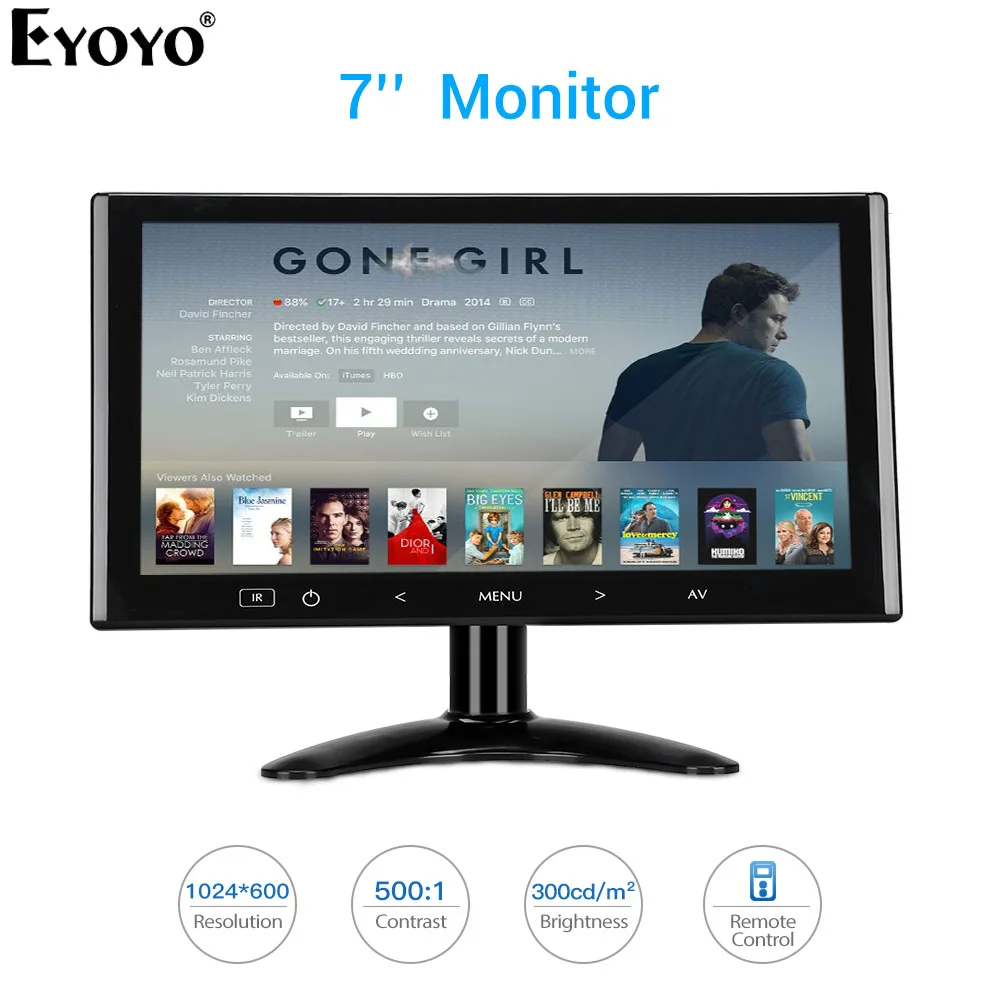 7-дюймовый ЖК-монитор Eyoyo EM07K 1024X60 0 мини-компьютер ТВ-дисплей CC TV экран наблюдения с