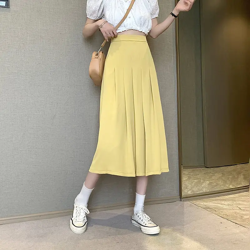 Half skirt women's long section 2021 summer new Korean slim A-line high waist pleated skirt Cotton Polyester Solid Straight
Half skirt women's long section 2021 summer new Korean slim A-line high waist pleated skirt Cotton Polyester Solid Straight