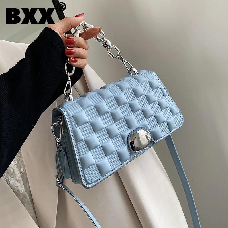 

[BXX] Simple Solid Color PU Leather Crossbody Bags For Women 2021 Autumn Branded Shoulder Bag Trending Luxury Hand Bag HS355