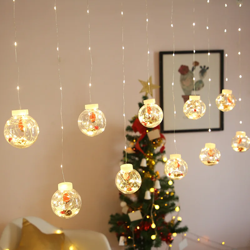 

Holiday Lights Indoor Home Room Decoration Night Lights LED Bauble Wishing Ball Window Curtain Fairy Garland Lighting String