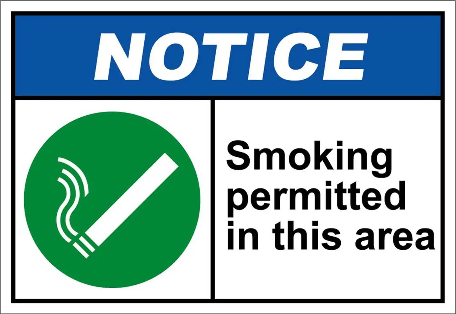 Smoking Permitted in This Area2 Notice OSHA/ANSI Label Vinyl Decal Sticker Kit OSHA Safety Label Compliance Signs 8"
Smoking Permitted in This Area2 Notice OSHA/ANSI Label Vinyl Decal Sticker Kit OSHA Safety Label Compliance Signs 8"