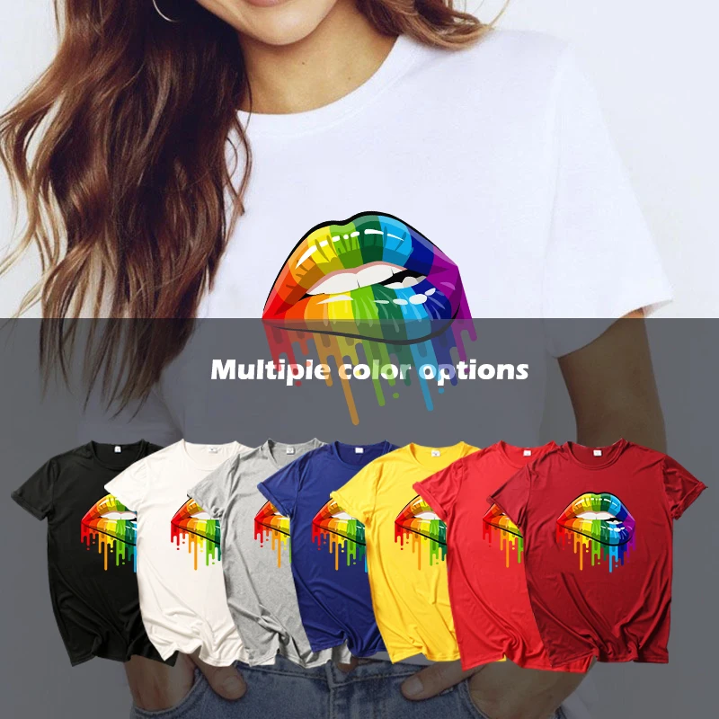 Fashion Couples Unisex T-shirt Summer Short Sleeve Colorful Lips Print Cotton Harajuku Man Women Tee Tops T Shirts Clothing
Fashion Couples Unisex T-shirt Summer Short Sleeve Colorful Lips Print Cotton Harajuku Man Women Tee Tops T Shirts Clothing