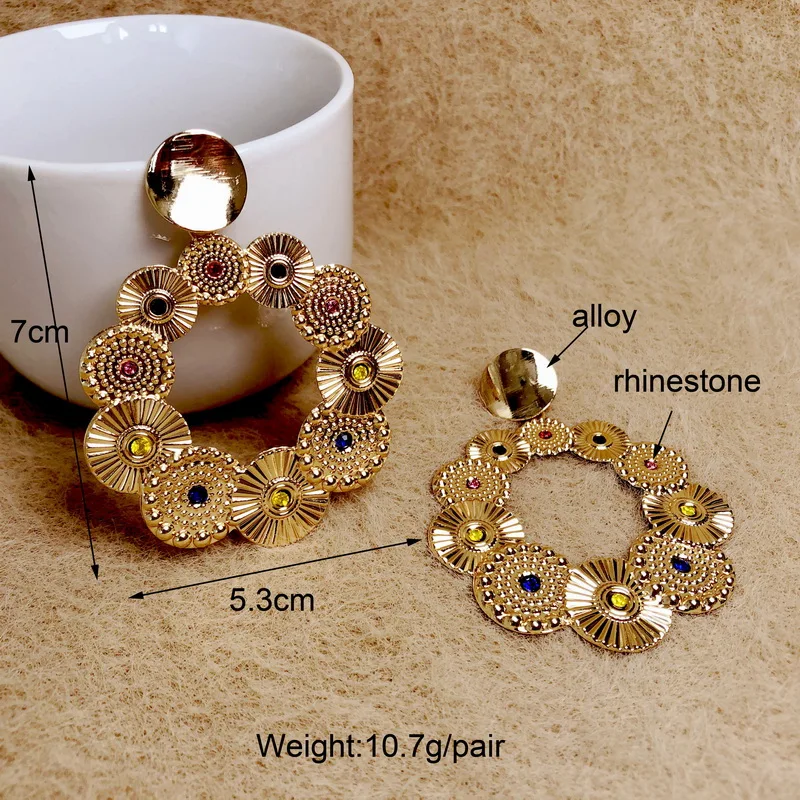 F.J4Z New Hohemian Circle Cluster Earrings for Women Hyperbole Over Size Party Gifts Jewelry Dropship | Украшения и аксессуары