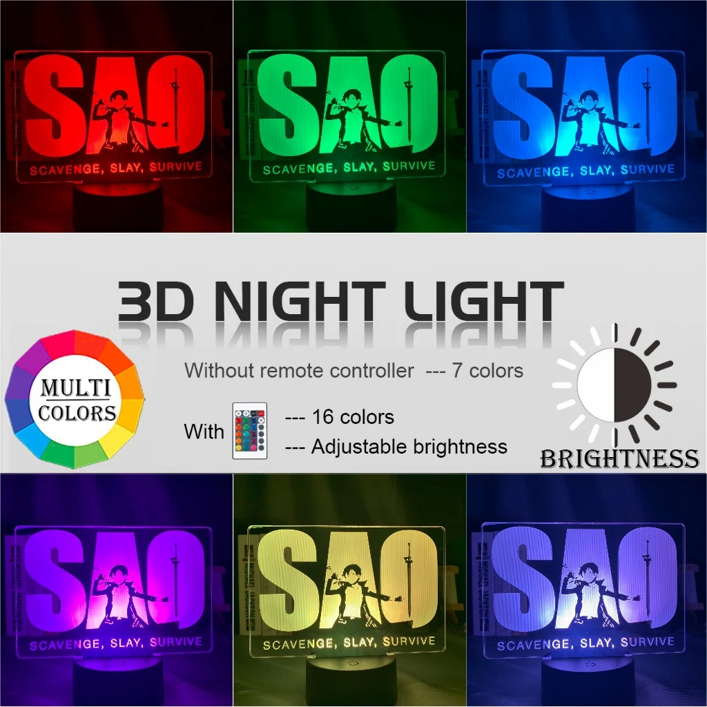 Anime Sword Art Online Logo Led Night Light Kid Bedroom Decor Child Night Light Kirigaya Kazuto Figure Table 3d Lamp SAO Gift
Anime Sword Art Online Logo Led Night Light Kid Bedroom Decor Child Night Light Kirigaya Kazuto Figure Table 3d Lamp SAO Gift