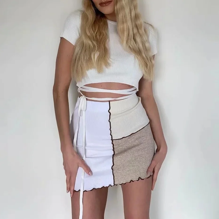 Повседневная Женская мини-юбка-карандаш в стиле пэчворк, летние Облегающие юбки с винтовой нитью Y2K, модные Универсальные уличные юбки
Повседневная Женская мини-юбка-карандаш в стиле пэчворк, летние Облегающие юбки с винтовой нитью Y2K, модные Универсальные уличные юбки