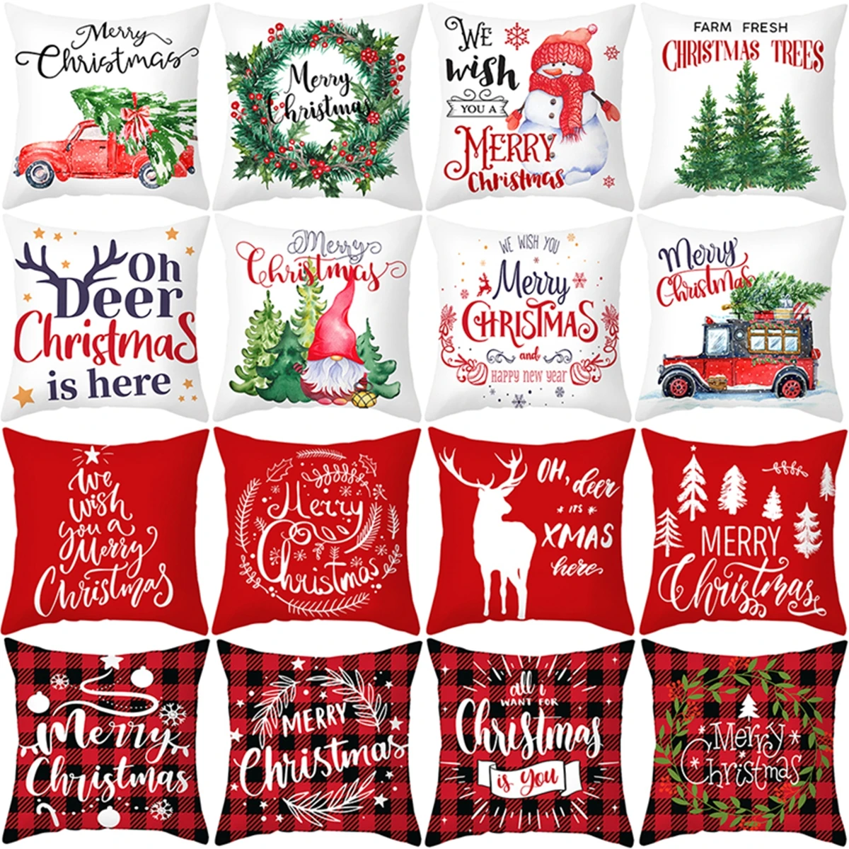 

Santa Claus Pillowcase Merry Christmas Decoration for Home Snowmen Elk Christmas Ornements Xmas Supplies New Year Merry Coussin