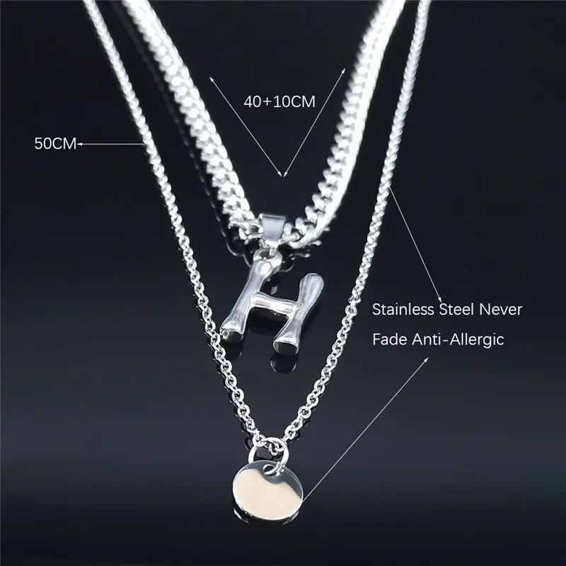 2PCS Fashion Punk Letter H Stainless Steel Double Layer Necklace Chain Women/Men Jewelry regalos para mujer NK93S03
2PCS Fashion Punk Letter H Stainless Steel Double Layer Necklace Chain Women/Men Jewelry regalos para mujer NK93S03