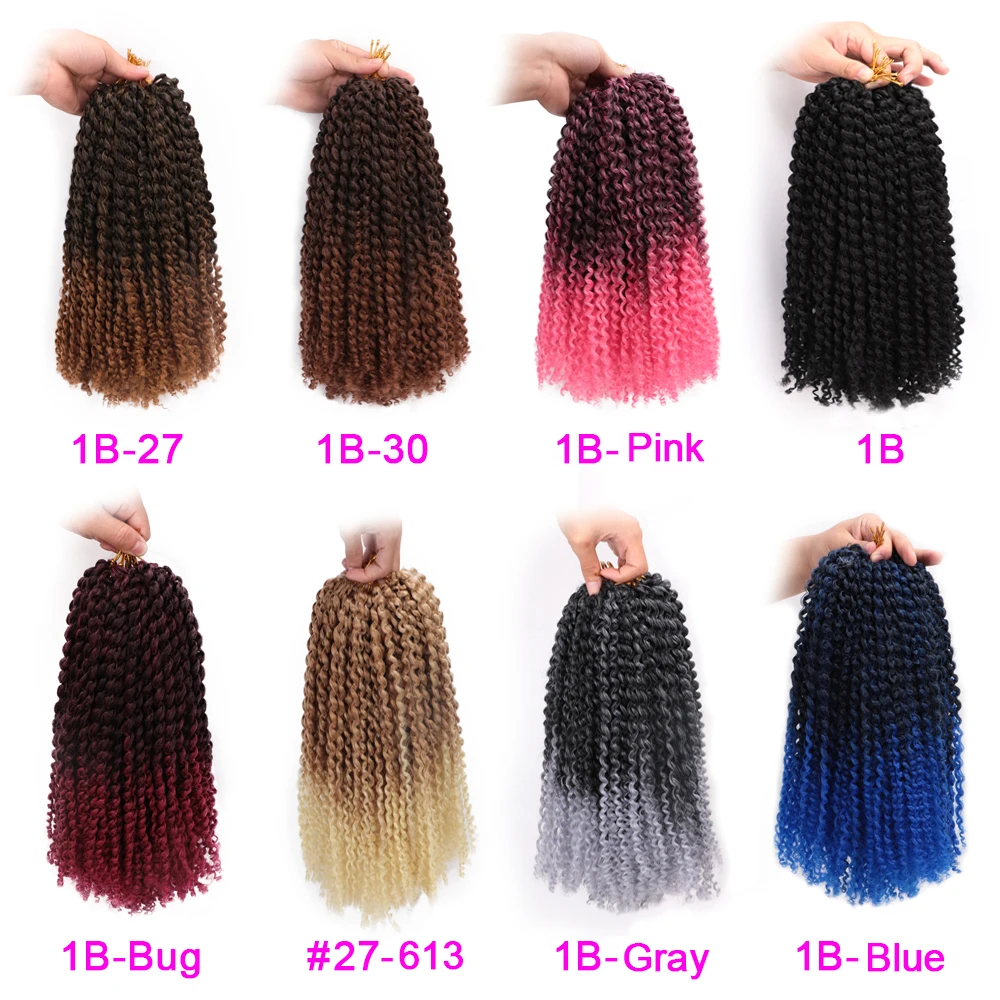 

MODERN QUEEN 12" Marlybob Crochet Braids Ombre Afro Kinky Curly Hair 24Roots 3PC/Pack Synthetic Crochet Braiding Hair Weave