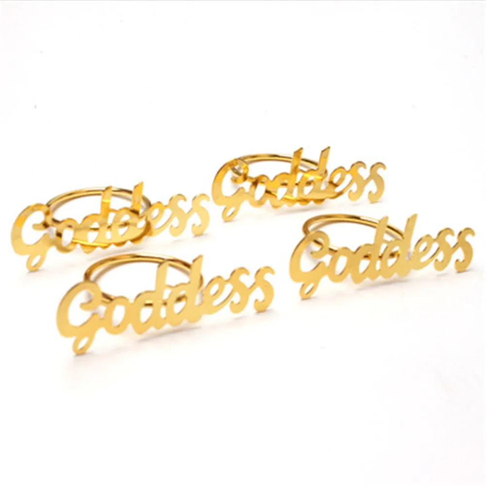 10 / PCS NEW goddess napkin ring electroplated gold napkin ring English letter napkin ring direct sales free of shipping
10 / PCS NEW goddess napkin ring electroplated gold napkin ring English letter napkin ring direct sales free of shipping