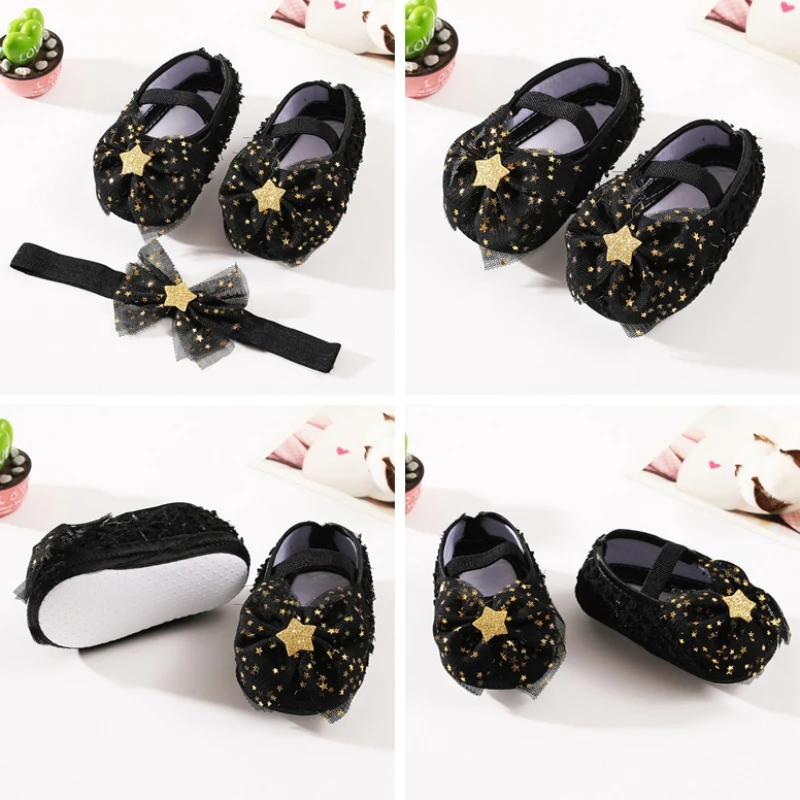 Newborn Baby Girls Shoes + Headband Set Net Yarn Bowknot Star Princess Shoe Toddler Soft Sole Walking Cotton First Walkers
Newborn Baby Girls Shoes + Headband Set Net Yarn Bowknot Star Princess Shoe Toddler Soft Sole Walking Cotton First Walkers