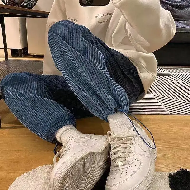 Men's Warm Korean Street Pants Men's Casual Tie Leg Straight Pants Corduroy Pure Color Oversized Pants jogging pants men
Men's Warm Korean Street Pants Men's Casual Tie Leg Straight Pants Corduroy Pure Color Oversized Pants jogging pants men