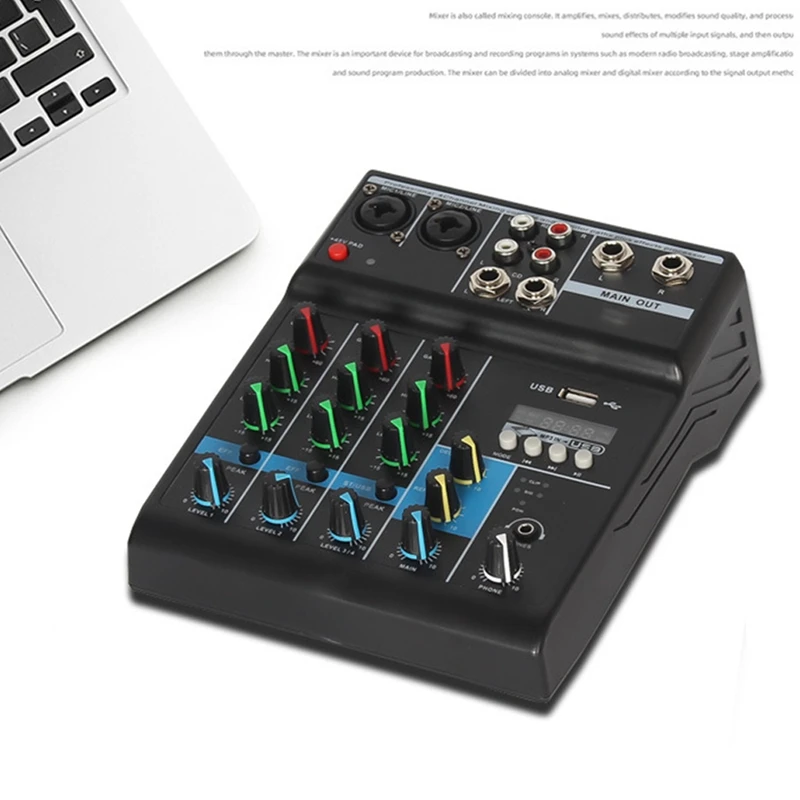 Professional Audio Mixer 4 Channels Bluetooth Sound Mixing Console for Karaoke
Professional Audio Mixer 4 Channels Bluetooth Sound Mixing Console for Karaoke