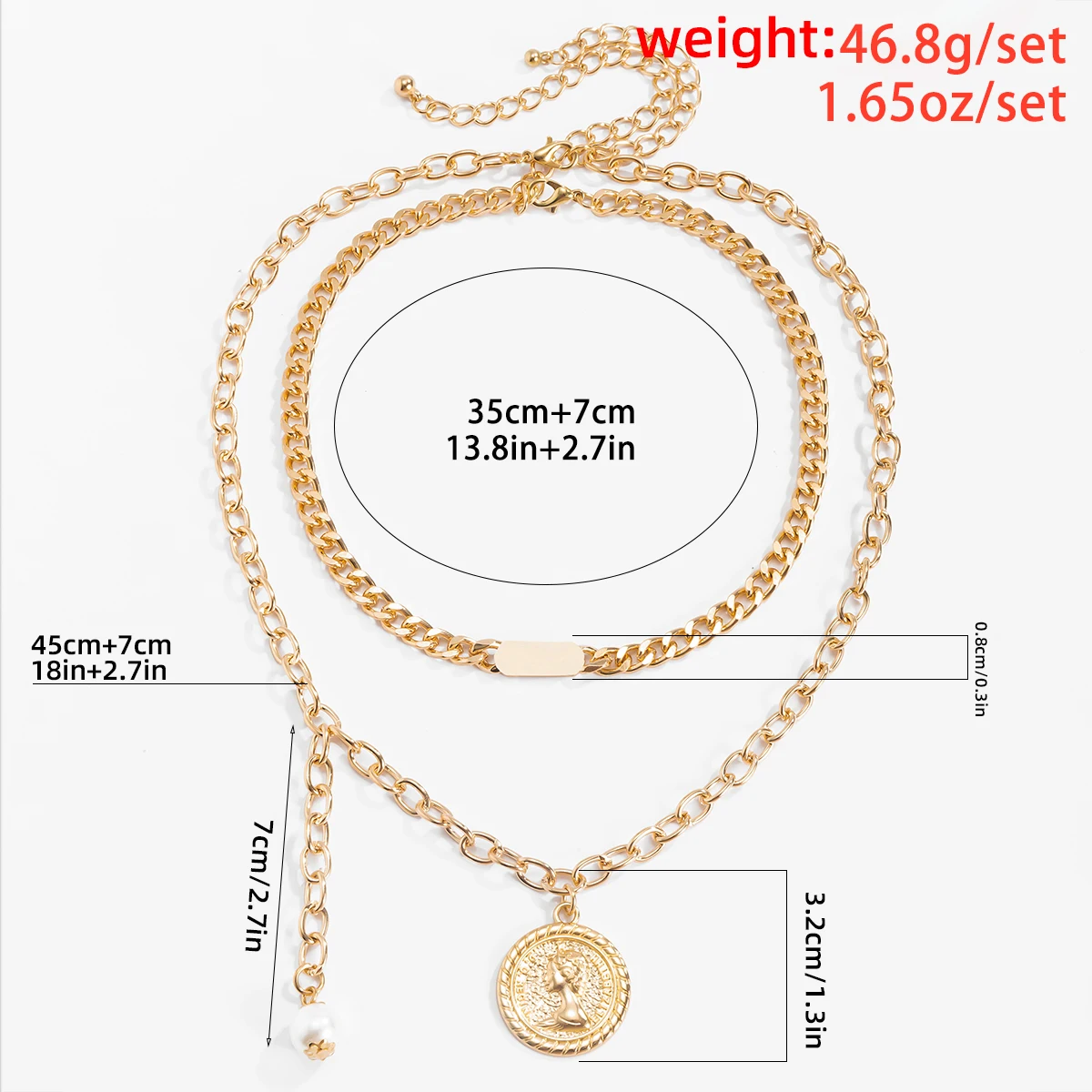 Vintage Punk Gold Color Iron Chain Fashion Geometric Portrait Coin Pendant Necklace Women Gothic Multilayer Choker Neck Jewelry
Vintage Punk Gold Color Iron Chain Fashion Geometric Portrait Coin Pendant Necklace Women Gothic Multilayer Choker Neck Jewelry