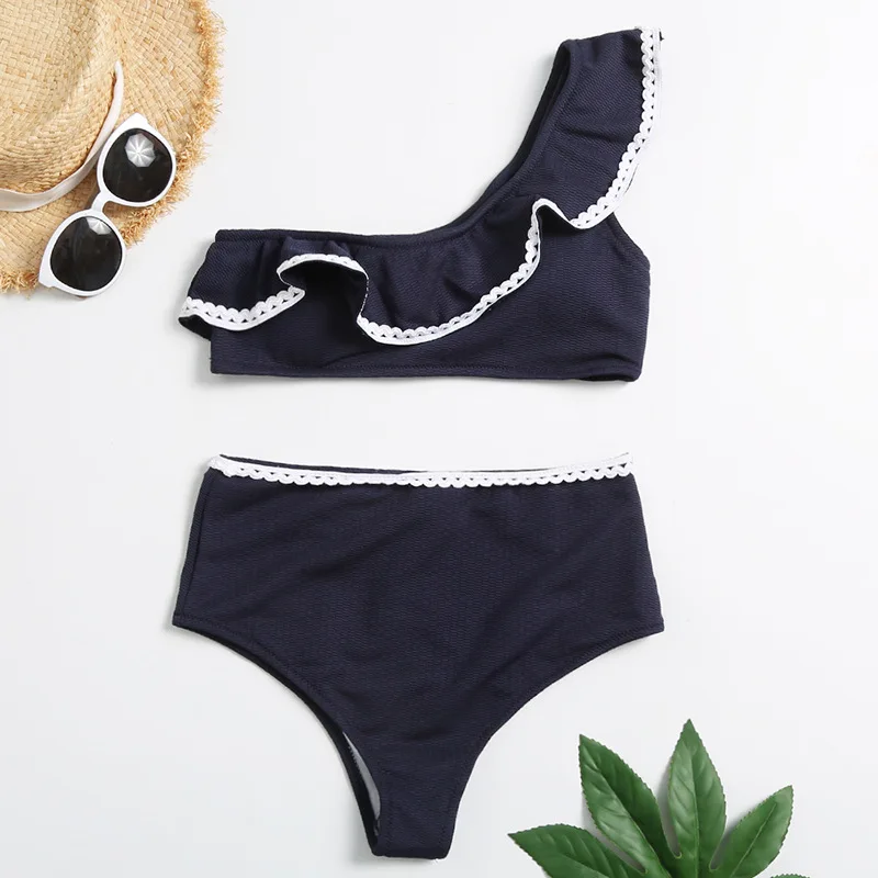 2021 New Split Large Flounce One Shoulder Pure Color Bikini Swimsuit Two Piece Set Summer Wire Free Solid Polyester
2021 New Split Large Flounce One Shoulder Pure Color Bikini Swimsuit Two Piece Set Summer Wire Free Solid Polyester