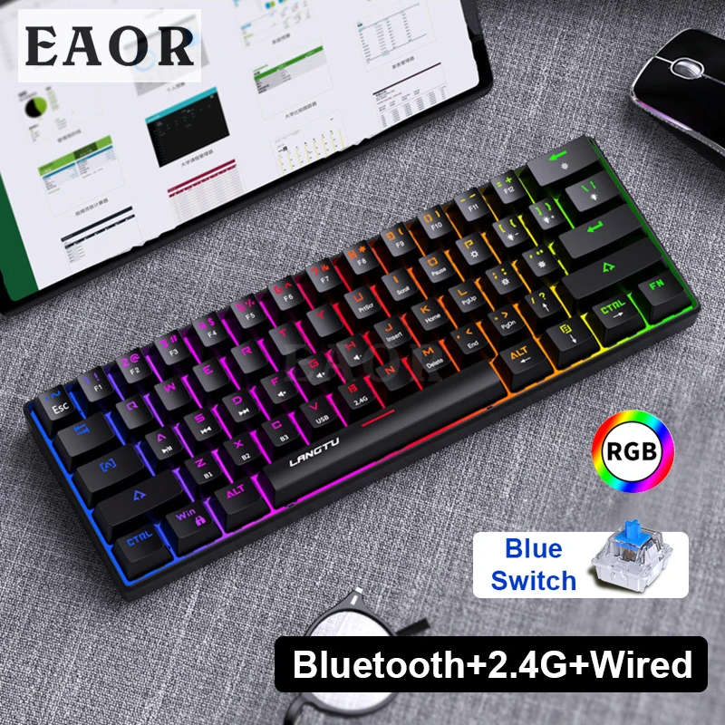 EAOR RGB 61-key Mini Wireless Keyboard Bluetooth+2.4G+Wired 3-mode Blue Switch Mechanical Gaming Keyboard for iPad Tablet Laptop
EAOR RGB 61-key Mini Wireless Keyboard Bluetooth+2.4G+Wired 3-mode Blue Switch Mechanical Gaming Keyboard for iPad Tablet Laptop