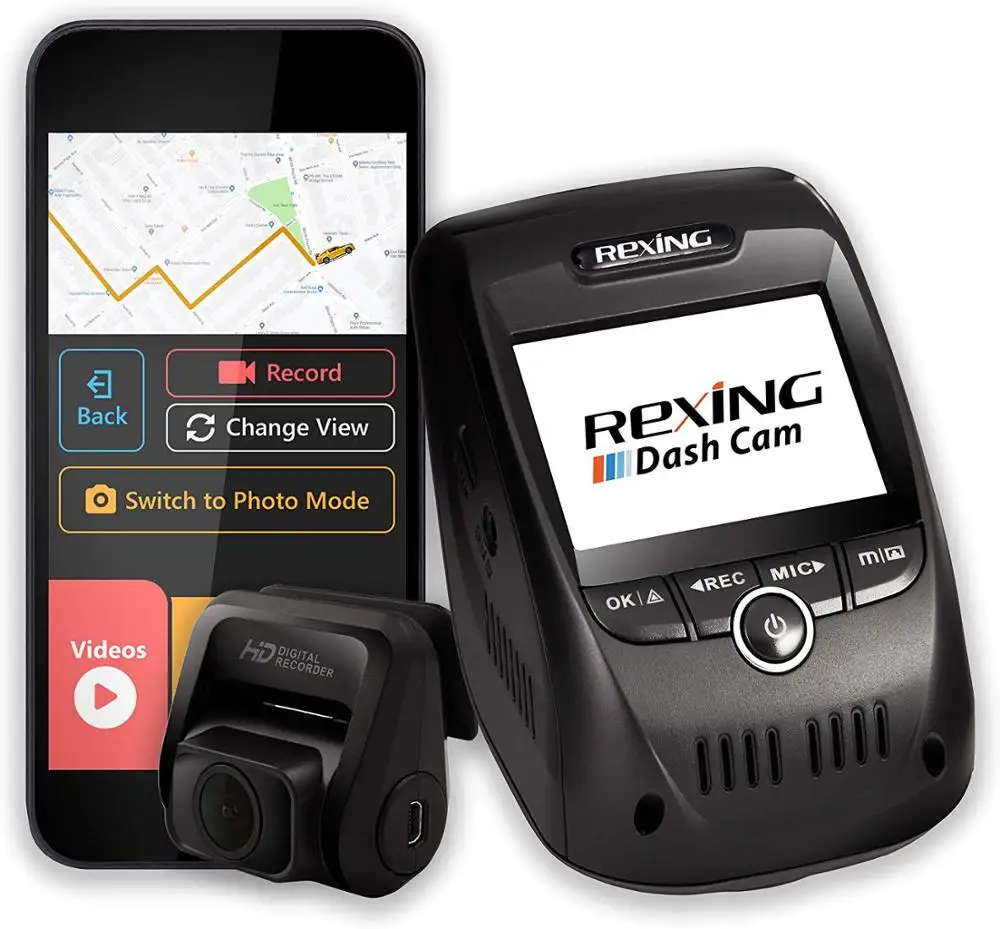 Rexing V1P Pro Dual 1080p Full HD фронтальная и задняя 170 градусов широкоугольный Wi Fi