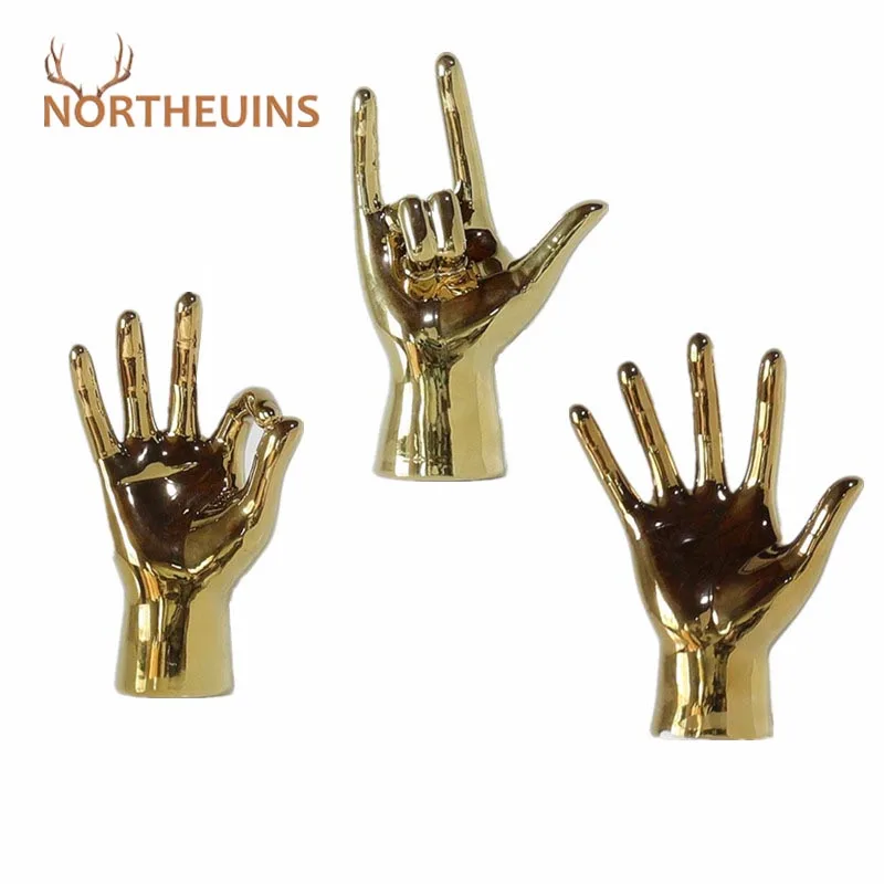 

NORTHEUINS Resin OK Love Finger Figurines Modern Gesture Statues Christmas Decorations Desk Decor Interior for Home Sculpture