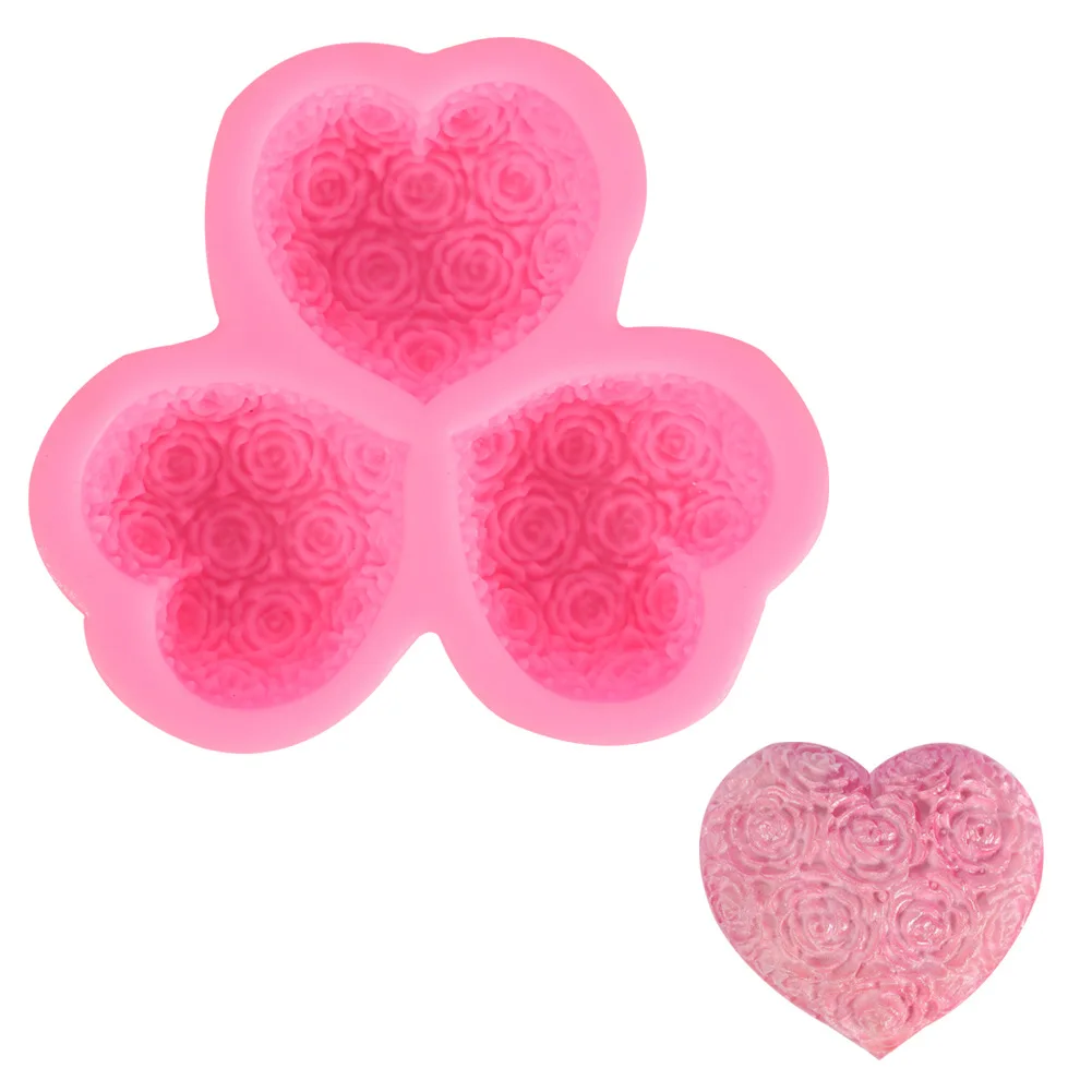 Triple Heart-shaped Rose Liquid Silicone Mold Silicone utensils for mousse fondant cake decoration cake fondant molds
Triple Heart-shaped Rose Liquid Silicone Mold Silicone utensils for mousse fondant cake decoration cake fondant molds